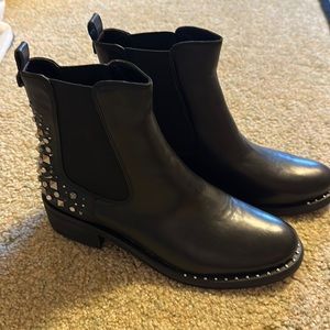 Sam Edelman black leather studded short boot